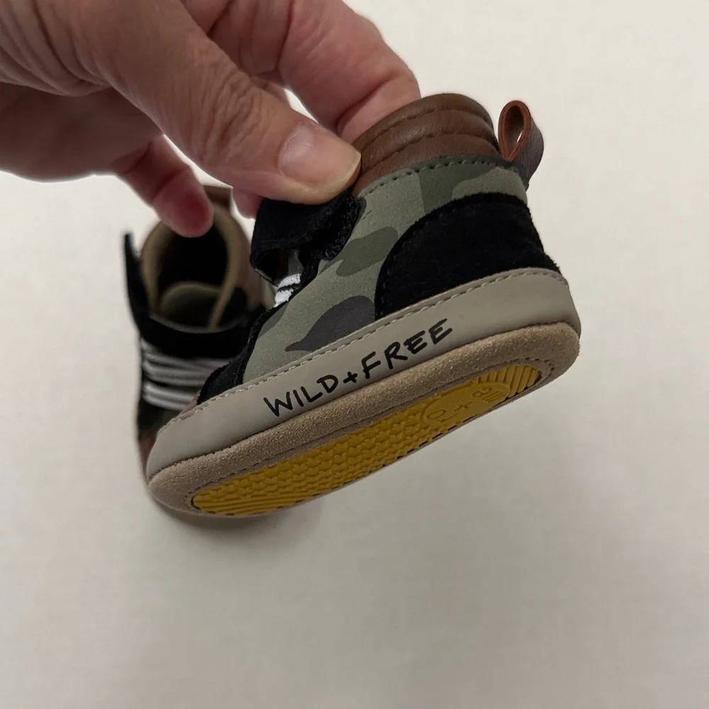 Baby High-Top Walker Sneakers in Olive and Brown